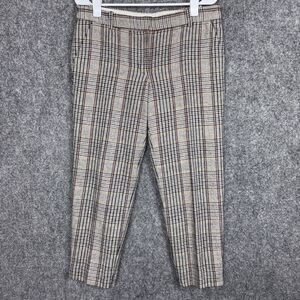J.CREW Skimmer Pants Womens Size 8 city firt Plaid Grey Crop Academia Wool Blend